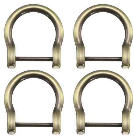 sourcing map Lot de 4 anneaux en D à visser pour manille à cheval - 15 mm - En forme de U - Accessoires de sangle de sac à main pour bricolage du cuir - Bronze, bronze, 15mm(5/8 Inch)