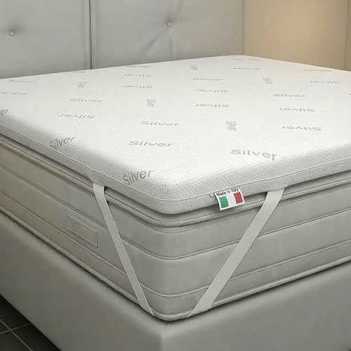 TESSILBOSIO Topper Memory Foam 160x190 Matrimoniale, Made in Italy, Silver - Materasso per Massimo Confort - Letto Morbido per un Sonno Profondo (Matrimoniale - SIlver)