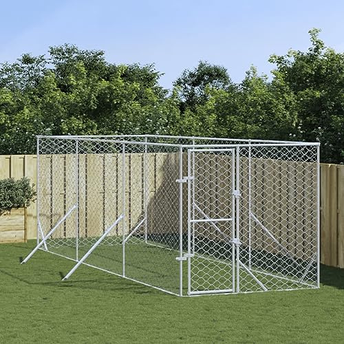 HOMEELIKE Outdoor-Hundezwinger Silbern 2x6x2 m Verzinkter Stahl