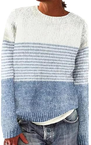Chnnamzu Pull Norvégien Femme Grande Taille, Pull Femme Hiver, Pull Femme Col Rond Manches Longues Sweater Chic Et Elegant Pullover Hauts Tricots Rétro Jacquard Casual Chaud Chandail Pulls