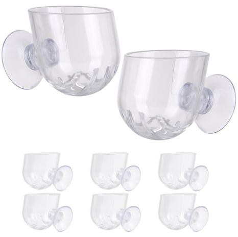 BESPORTBLE Lot de 8 Jardinières Suspendues en Acrylique Transparent Petites Tailles Ovales 4X36X36 CM Pots Hydroponiques avec Ventouse pour Aquarium Support Mural pour Plantes et