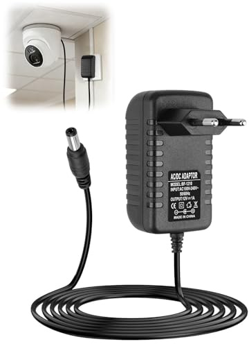 Adaptateur Secteur 12V 1A, Chargeur AC 220v-240v 50/60Hz pour Caméra | d'alimentation Universel CA à CC pour Bandes LED Lampe Clavier Routeur Radio, Prise DC 5,5x2,5mm (12W)