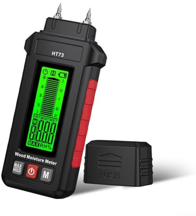 Misuratore di umidità, misuratore di umidità digitale del legno con spillo, misuratore di umidità del legno con funzione Hold per legna da ardere, pareti e muratura