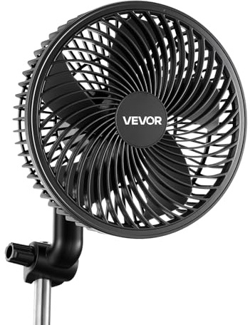 VEVOR Ventilatore a Clip per Piante, Ventilatore Ricaricabile per Grow Box con Porta USB, 10 Velocità Regolabili, Controllo Intelligente, Oscillazione Potente, Lunga Autonomia per Circolazione d'Aria