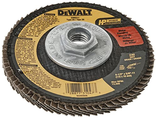 DEWALT DW8311 4-1/2-Inch by 5/8-Inch-11 36 Grit Zirconia Angle Grinder Flap Disc