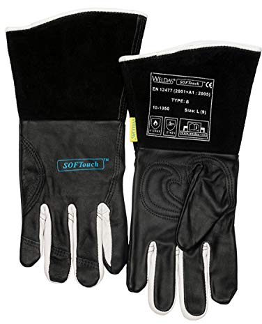 WELDAS WIG / MIG Schweißerhandschuhe Gr. XL schwarz, Leder 10-1050 Kevlar