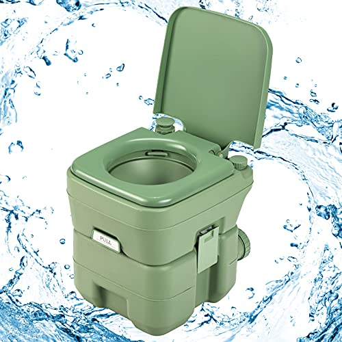 GOPLUS 20 L Toilette da Campeggio, WC Portatili, Secchio Rimovibile per i Bambini/Anziani, Portata di 100kg, Leggero da Trasportare, 36x42x43cm, Verde/Grigio