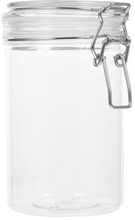 Yardwe Sealed Storage can with Locking Clamp Clear Plastic Storage Canister for Tea Leaves Sugar Beans Nuts and Snacks Hinged Lid Grain Jar 6.30 X 3.94 X 3.94 in