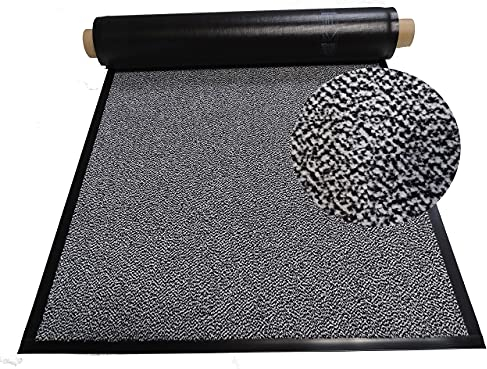 MERTEX Strapazierfähiger Schmutzfangläufer Meterware 90 cm schwarz/weiß meliert - Schnittkanten mit Randprofile (90 x 400 cm, schwarz/weiß)