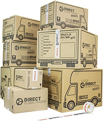 Student Moving House University Extra Strong Cardboard Box Kit Various Size Boxes with Fragile Tape