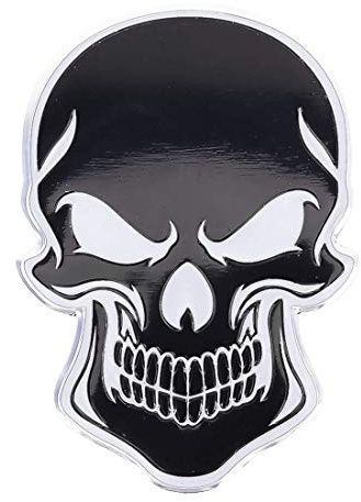 3D Metall Skull TOTENKOPF Sticker Logo Emblem Badge Auto Aufkleber Motorrad Schädel Chrom schwarz Bad car