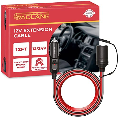 GADLANE Car Cigarette Lighter Extension Lead - 12ft / 3.6m