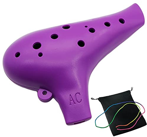 Kunststoff Okarina Instrument 12 Loch Alt C Okarina 12 Loch Zelda Okarina Instrument Einfaches Instrument für Kinder Anfänger (Lila)