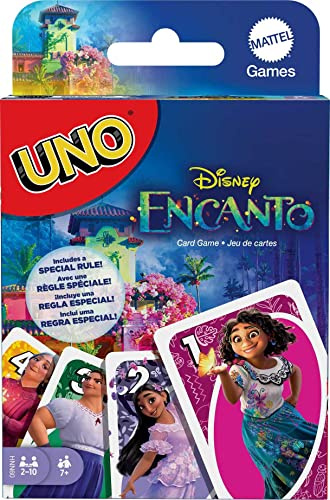 Mattel Games UNO Disney Encanto Kartenspiel für 2 bis 10 Spieler, Geschenk für Spieleabend, Reisespiele und Sammler