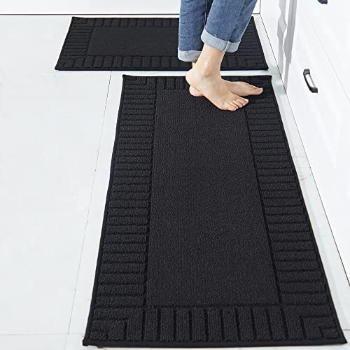 BEQHAUSE -Küchenteppiche und -matten, rutschfeste Küchenbodenmatte, saugfähiges Küchenmatten-Set, maschinenwaschbar, Küchenläufer, Teppich, schwarz, Küchenmatte, 50,8 x 76,2 cm, 50,8 x 121,9 cm
