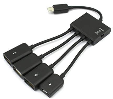 Hub OTG 4 ports Micro USB 3.0 - Charge rapide - Câble répartiteur USB de type C vers USB - Câble OTG pour Android - Adaptateur multiport USB 1