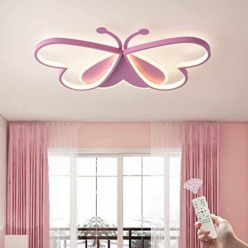 GHiycotdl Kinderzimmer Lampe Decke, Moderne Dimmbar Schmetterling Leuchte Deckenlampe kinderzimmer lampe decke für Wohnzimmer Schlafzimmer Flur (60cm Dimmbar)