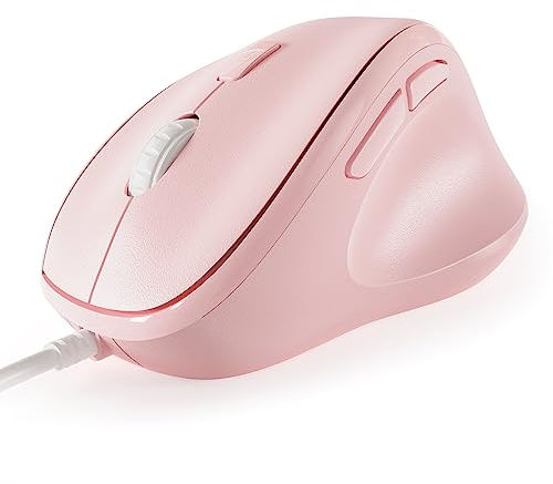 Micropack Souris Ergonomique Filaire pour Ordinateur Portable, PC et Ordinateur de Bureau, Souris Ergonomique Verticale avec clics Silencieux, sensibilité de la Souris DPI réglable, Rose
