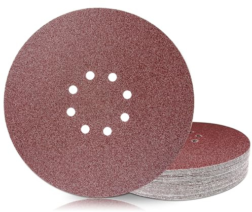 GEOGIEEW 30Stk Schleifpapier 225mm Klett 8 Loch - 40 Körnung, Kompatibel mit Trockenbauschleifer, Schleifgiraffe & Langhalsschleifer
