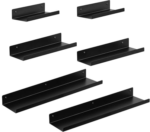 EUGAD Wandregal 6er Set, Regal für Wand, Hängeregal aus Metall, Schwarz