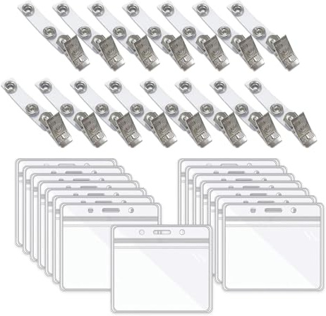 LMOGWL 15 Sätze von transparentem Kartenclip, Namensschild Abzeichen Clip, PVC wasserdichter wiederverschließbarer Reißverschluss, ID-Karte Kunststoff Geldbörse Taschenclip, Kreditkarte Mitgliedskarte