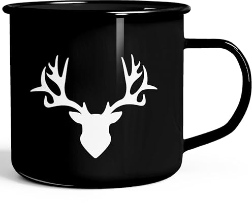Moonworks® Tazza smaltata a forma di cervo invernale, per vin brulé, colore nero, standard