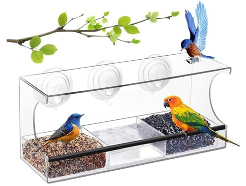Fensterschale, Vogelfutterstation, starke Saugnäpfe mit Abflusslöchern, klares Sichtfenster, Vogelfutterstation, abnehmbares Tablett, Fensterbank, Vogelfutterstation, Typ B