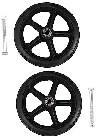 TEHAUX Wheelchair Replacement Front Wheels 7 Inch Solid Tire 2pcs Anti-slip Spare Wheel Assembly for Wheelchairs and Rollators Mobility Aid