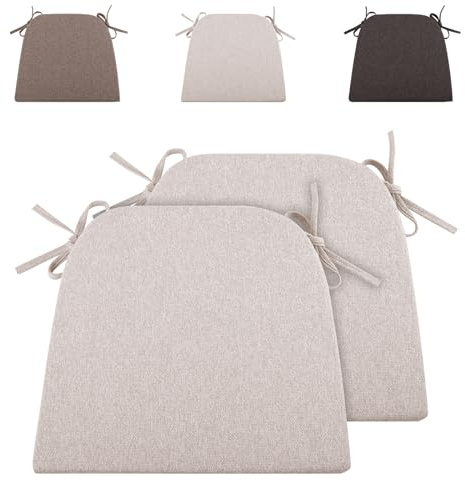 RUIXUAN Stuhlkissen 43 * 41cm Sitzkissen Stuhlauflage Outdoor Gartenstuhlkissen Sitzpolster Auflage für Rattanstühle Outdoor Stuhlkissen mit Bändern (2, beige-2pcs, Standard)
