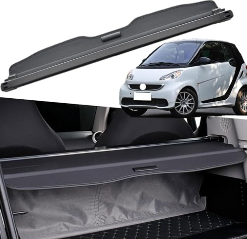 WXJFFF Auto Einziehbare Laderaumabdeckung für Smart fortwo 2008-2011 2012 2013, Kofferraumabdeckung Rollo Kofferraum Schutz Cargo Cover, Autozubehör