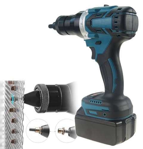 Tuerca Remachadora Inalámbrica También, Kit de Herramientas para Tuercas Remachadoras Ciegas, Automáticas, Eléctricas, Portátiles, sin Escobillas, para Edificios de Oficinas, con 2 Baterías