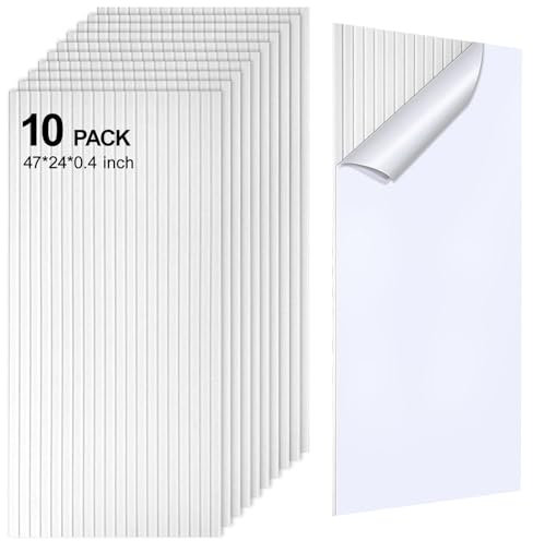 10 Packs Acoustic Panels,Large 47 X 24 X 0.38 Soundproof Wall Panels,Self-adhesive Sound Absorbing Dampening Panel,Sound Proof Panels for Walls Home Studio and Office(White)