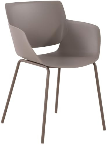 CLP Gartenstuhl Alpena mit Armlehnen, Schalenstuhl für Garten, Terrasse und Balkon, Sitzschale wetterfest, Gestell aus robustem Stahl | Farbe Taupe