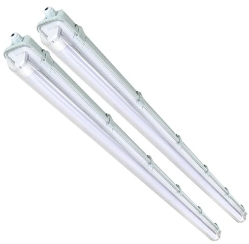 Izrielar LED Feuchtraumleuchte 24w 2 Stücke, 150CM LED Röhre 6000k Kaltweiß Wannenleuchte, IP65 Wasserdichte, 2400Lm Deckenleuchte Für Garage Keller Büro Warenhaus Lager Bad