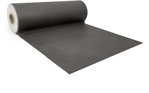 GIURI TESSUTI - Pavimento in PVC - Collezione Prestige - Rivestimento per superfici in Vinile Impermeabile con texture Antiscivolo e supporto Insonorizzante (H. 200 cm, LUNAR DARK)