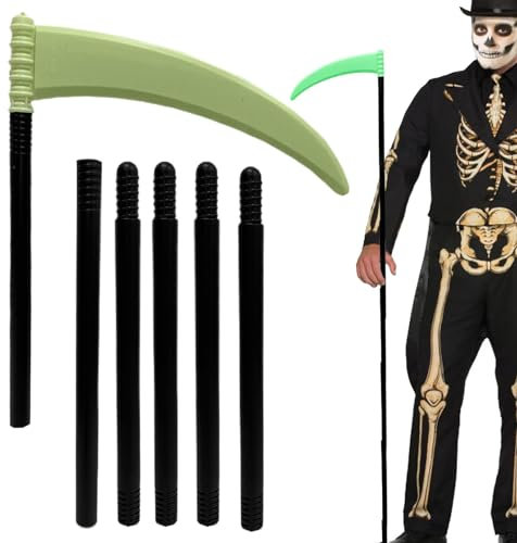 Todessense, Schnittersense | Sichel Spielzeug für Halloween | 6,2 Fuß -Sense-Requisite für Halloween, künstliche Sense und Kostümzubehör mit verstellbarem Griff