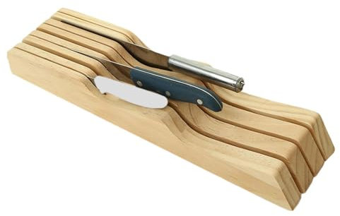 Uoqpty Cassetto portacoltelli | Il portacoltelli in legno contiene 7 coltelli - Inserto organizer per cassetto portacoltelli nel cassetto, portacoltelli, portacoltelli da cucina per ogni occasione