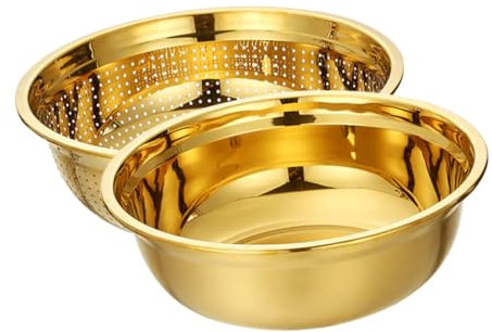 CONGARTENO Colador y Escurridor De Cocina De Acero Inoxidable Cesta De Malla Para Lavar Verduras y Arroz Con Cuenco Compacto Drenaje Rápido y Portátil Uso Doméstico y Camping