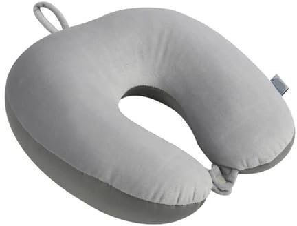 HEUchuan NackenhöRnchen Erwachsene Nackenkissen, weiches Reisekissen mit Schaumstoffpartikeln for Komfort im Flugzeug, Auto und Home-Office, 1 Stück(Light Gray)