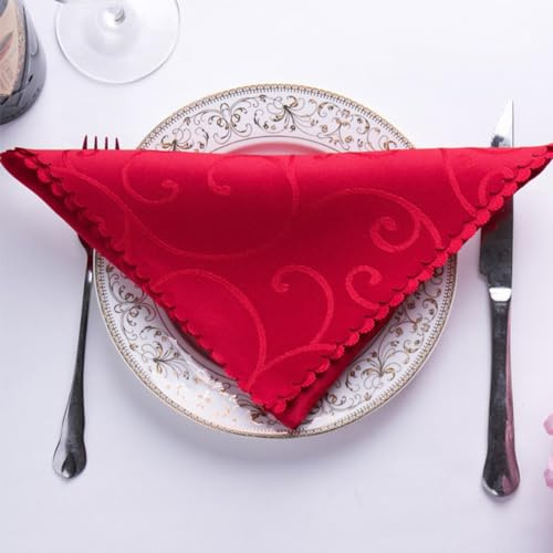 Anevous 12 tovaglioli in tessuto jacquard, 48 x 48 cm, con motivo damascato, morbido tovagliolo lavabile, tovagliolo riutilizzabile per cene di famiglia, matrimoni, feste, ristoranti, rosso