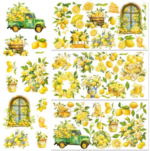 BEUNITONE 3pcs Furniture Stickers - Cute Daily Elements - Lemons and Life Scenarios Pattern