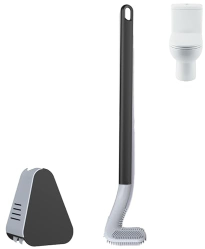 Escobilla de inodoro con diseño de golf, limpiador de inodoro flexible con soporte | Cepillo de inodoro de pared, cabezal de cepillo triangular único, limpiador de inodoro potente para cuarto de baño,