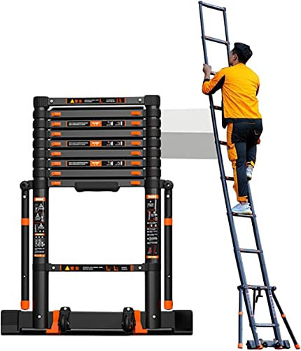 DLNTXFDG Scala telescopica Alta 6 m/5 m/4 m/9,8 Piedi con Barra stabilizzatrice, Scale telescopiche estensibili per soffitte domestiche e edifici all'aperto, carico 150 kg (Dimensioni: 5,9