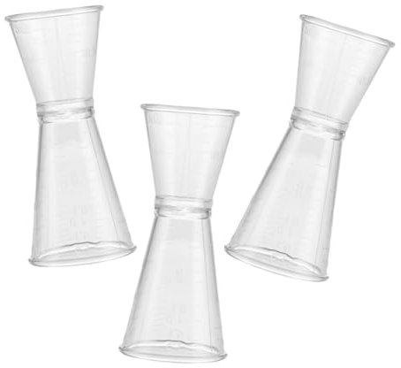 Cabilock Juego De 3 Vasos Medidores De Plástico Doble Cara 100 Ml Taza Medidora Transparente Medidor Para Bartender y Coctelería Uso Bar y Hogar