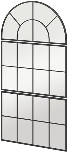 HOMCOM Wandspiegel mit Rahmen aus Metall Hängespiegel 76 x 53 cm Schwarz | Dekorativer Badezimmerspiegel, für Schlafzimmer Badezimmer Wohnzimmer Flur