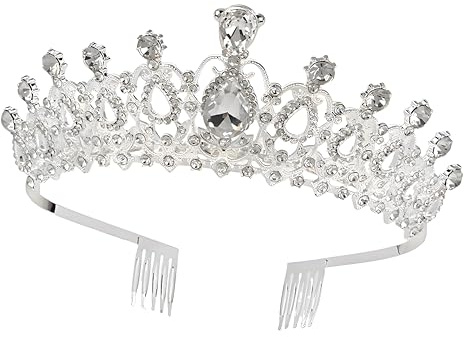 Couronne princesse, Diademe femme, Couronne anniversaire, Couronnes reines, Couronnes princesse adultes,Convient pour les anniversaires, les mariages,bal de fin d'année (Silver B)