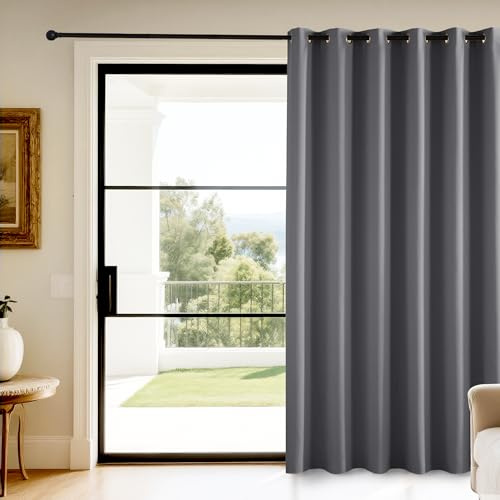 KGORGE Raumteiler Vorhang Blickdicht Tür Thermovorhang Hitzeschutz Ösen | Grau,1 Stück,H210 x B200 cm,Raumtrenner Vorhang Tür,Blackout Curtain,Verdunkelung,Sonnenschutz,für Wohnzimmer