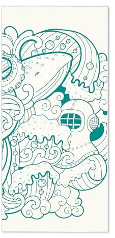 banjado® Magnettafel 37 x 78cm / Magnetwand aus Metall/Magnetpinnwand als Memoboard/Pinnwand Magnettafel Küche, Büro, Kinderzimmer inkl. 4 Magnete & Montageset - Motiv Tiefsee