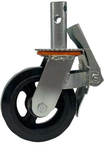 JTPMYFT Rueda Universal de Alta Resistencia de 6 Pulgadas con Freno, con Conector Recto, de Nailon, Caucho y Poliuretano, núcleo de Hierro, Ideal for Andamios y estanterías.(Iron Core)