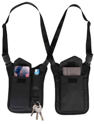 HoveeLuty Sac à bandoulière, antivol, Poche cachée, Sac de sécurité sous Les Bras, Tactique à Double épaule en Polyester pour Voyage, sous Les Bras extérieur, bandoulière, Bandouli